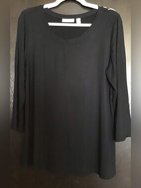Susan Graver Black Scoop Neck Weekend Top